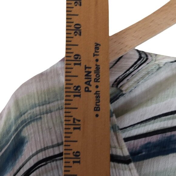 Olivaceous S Abstract Stripe Tie-Waist Dress Surrealist Boho Resortwear Poolside - Picture 5 of 7